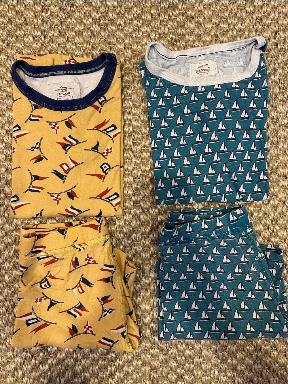 Crewcuts Two-Pack Kids Pajama Sets - Mustard Yellow & Teal